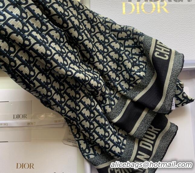 Famous Brand Dior Oblique Silk Long Scarf 65x195cm 0915 Blue 2022