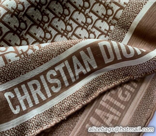 Luxurious Grade Dior Oblique Silk Long Scarf 65x195cm 0915 Camel 2022