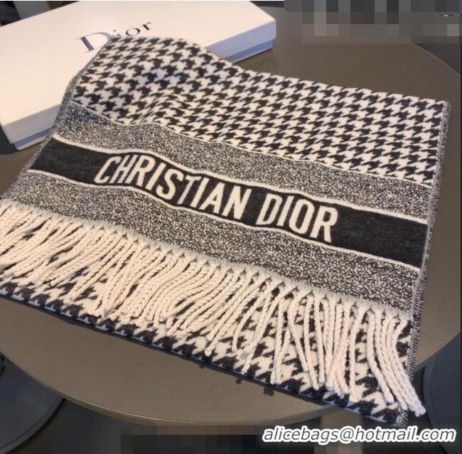 New Style Dior Houndtooth Long Scarf 50x180cm 091639 Black/White 2022