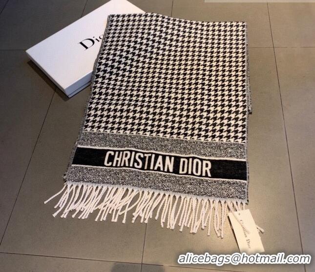 New Style Dior Houndtooth Long Scarf 50x180cm 091639 Black/White 2022