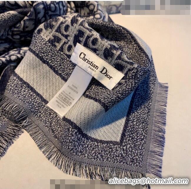 Best Price Dior SJAAJ Met Oblique Shawl Scarf 140x140cm 91642 Denim Blue 2022