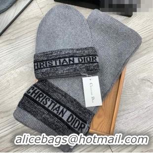 Trendy Design Dior Knit Hat and Scarf Set D092370 Grey 2022