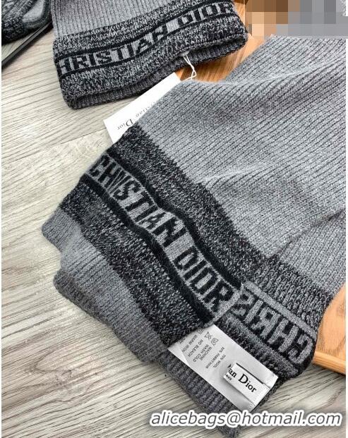 Trendy Design Dior Knit Hat and Scarf Set D092370 Grey 2022