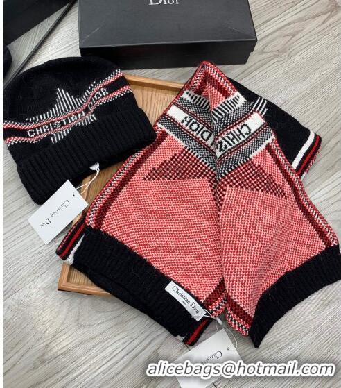 Good Taste Dior Star Wool Knit Hat and Scarf Set D092376 Black 2022