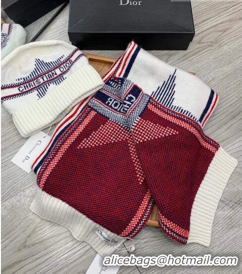 Low Cost Dior Star Wool Knit Hat and Scarf Set D092376 White 2022