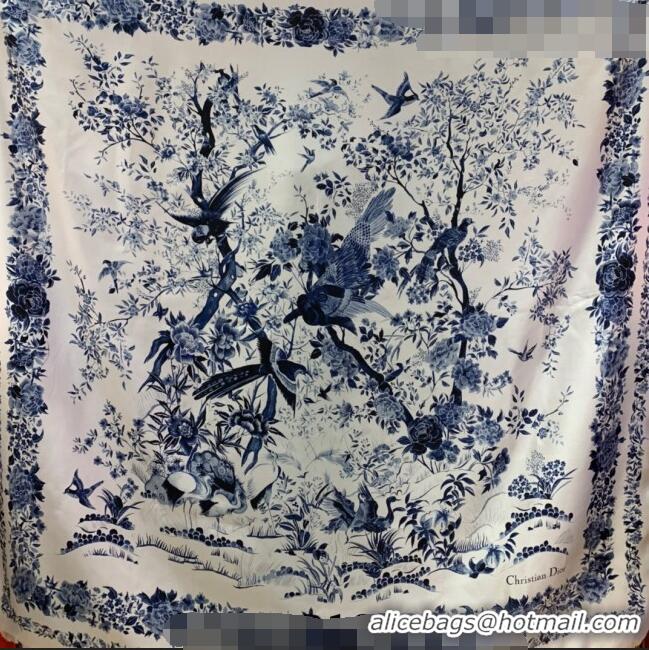 Promotional Dior Jardin Silk Square Scarf 140cm D01810 Blue 2022