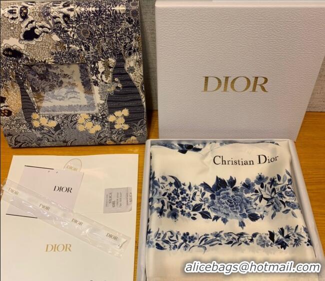 Promotional Dior Jardin Silk Square Scarf 140cm D01810 Blue 2022