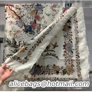 Top Quality Dior Jardin Silk Square Scarf 140cm D01810 White 2022