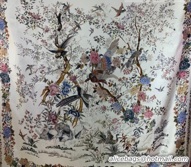 Top Quality Dior Jardin Silk Square Scarf 140cm D01810 White 2022