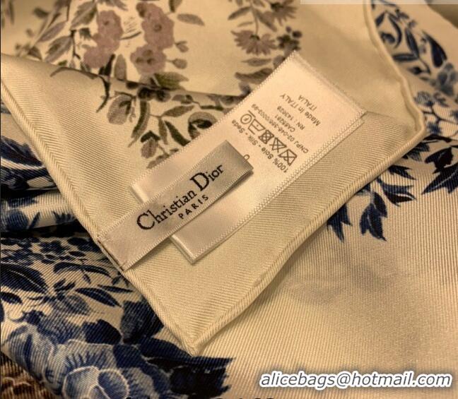 Top Quality Dior Jardin Silk Square Scarf 90cm D01812 Blue 2022