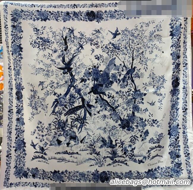 Top Quality Dior Jardin Silk Square Scarf 90cm D01812 Blue 2022