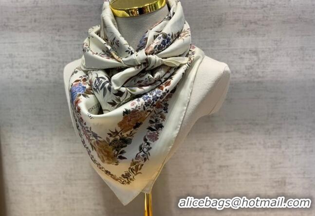 Buy Fashionable Dior Jardin Silk Square Scarf 90cm D01812 White 2022