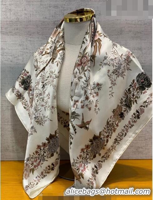 Buy Fashionable Dior Jardin Silk Square Scarf 90cm D01812 White 2022