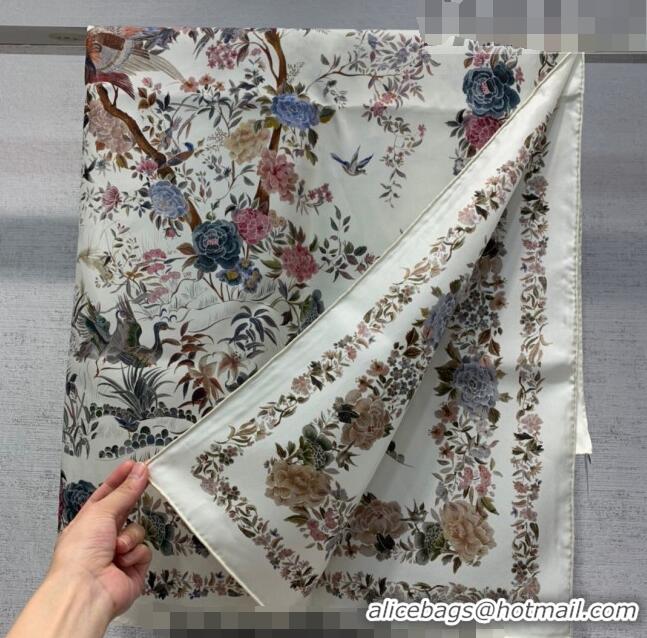 Buy Fashionable Dior Jardin Silk Square Scarf 90cm D01812 White 2022