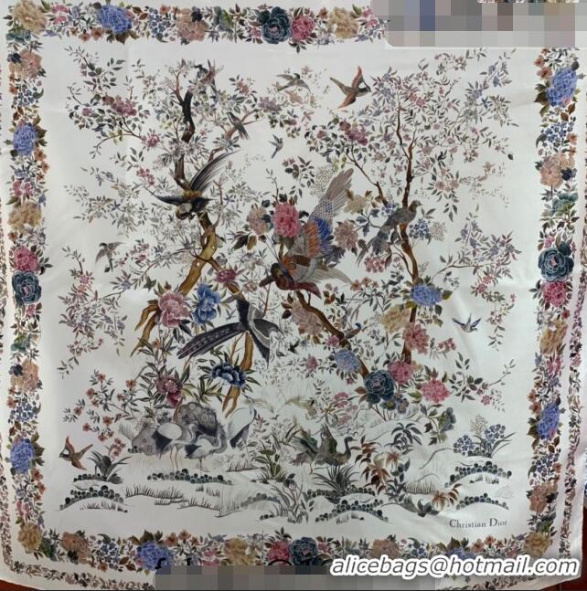 Buy Fashionable Dior Jardin Silk Square Scarf 90cm D01812 White 2022