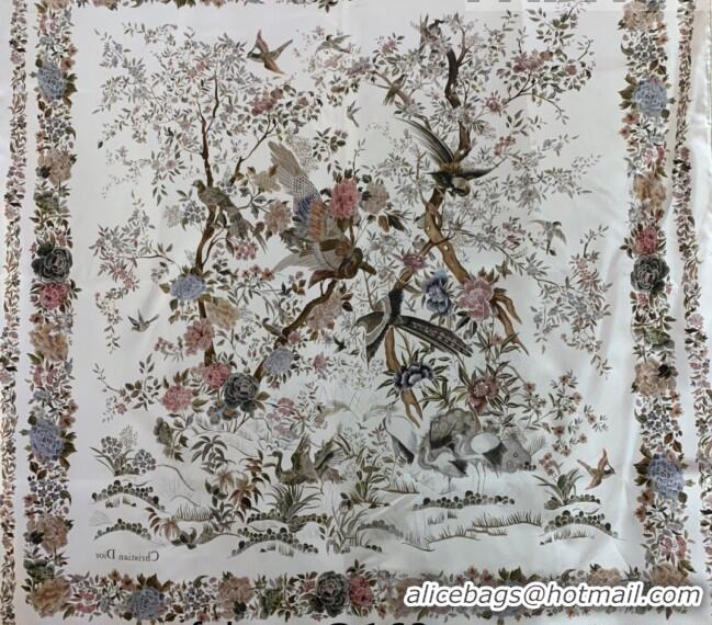 Buy Fashionable Dior Jardin Silk Square Scarf 90cm D01812 White 2022