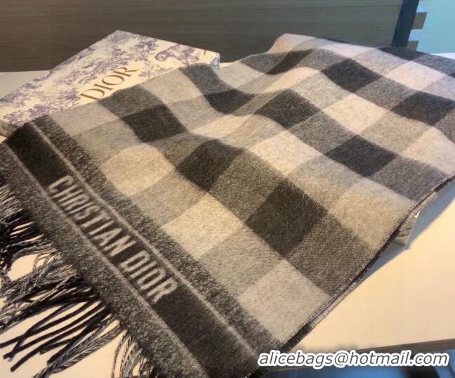 Low Price Dior Check Cashmere Long Scarf CD1849 Grey 2022