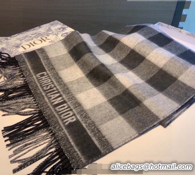 Low Price Dior Check Cashmere Long Scarf CD1849 Grey 2022