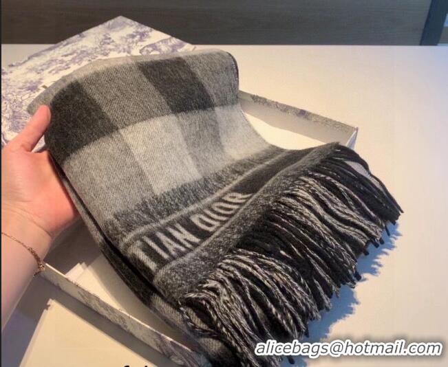 Low Price Dior Check Cashmere Long Scarf CD1849 Grey 2022