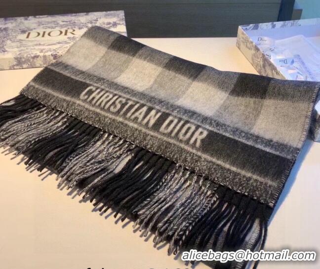 Low Price Dior Check Cashmere Long Scarf CD1849 Grey 2022