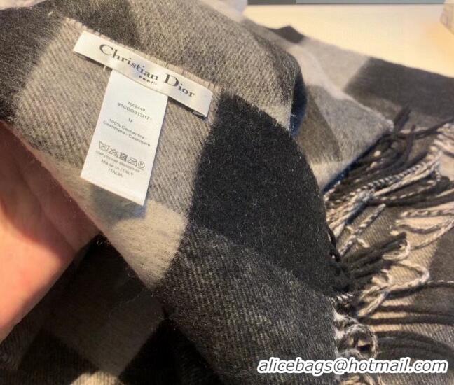 Low Price Dior Check Cashmere Long Scarf CD1849 Grey 2022