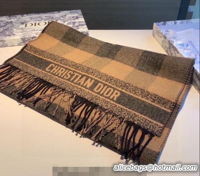 Inexpensive Dior Check Cashmere Long Scarf CD1849 Brown 2022