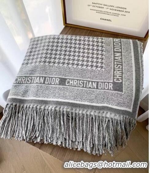 New Style Dior Houdtooth Shawl Scarf 140cm 1207 Grey 2022