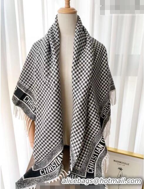 Top Quality Dior Houdtooth Shawl Scarf 140cm 1207 Black 2022