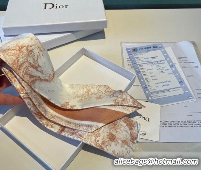 Shop Best Dior Toile de Jouy Silk Bandeau Scarf 0308 Beige 2023