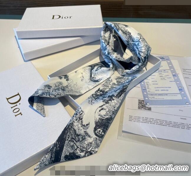 Trendy Design Dior Toile de Jouy Silk Bandeau Scarf 0308 Blue 2023