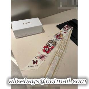 New Style Dior Flower Silk Bandeau Scarf D0705 Beige 2023