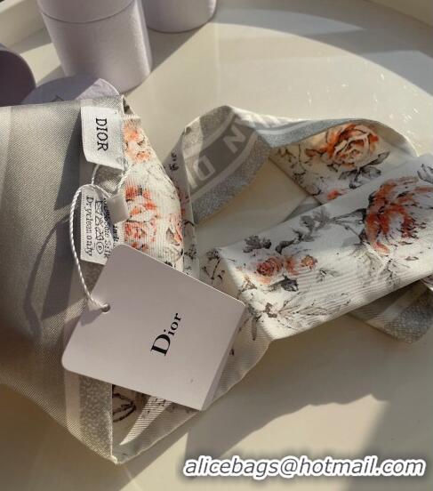 Top Quality Dior Flora Silk Bandeau Scarf 6x100cm 0726 Grey 2023