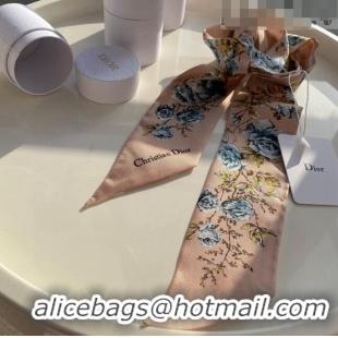 New Style Dior Flora Silk Bandeau Scarf 6x100cm D0726 Pink 2023