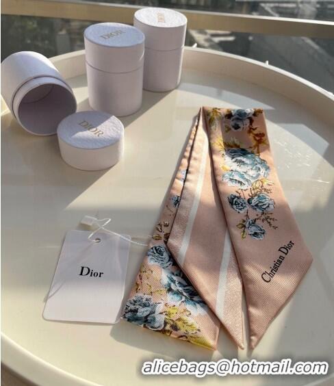 New Style Dior Flora Silk Bandeau Scarf 6x100cm D0726 Pink 2023