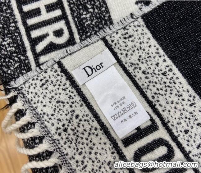 Super Quality Dior Cashmere and Wool Shawl Scarf 140cm 0731 White/Black 2023