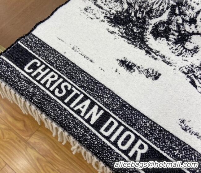 Super Quality Dior Cashmere and Wool Shawl Scarf 140cm 0731 White/Black 2023