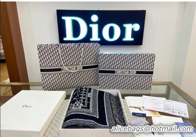 Good Product Dior Cashmere and Wool Shawl Scarf 140cm 0731 Black 2 2023