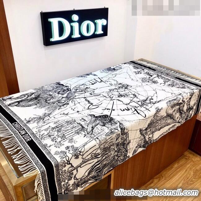 Reasonable Price Dior Around The World Wool Shawl Scarf 140x170cm 5066 White/Black 2023