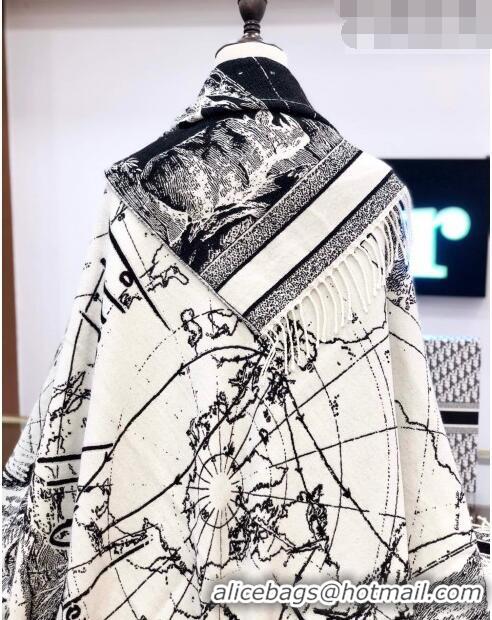 Reasonable Price Dior Around The World Wool Shawl Scarf 140x170cm 5066 White/Black 2023