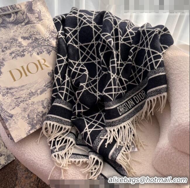 Super Quality Dior Cannage Wool Blend Square Shawl Scarf 140cm D082201 Navy Blue 2023