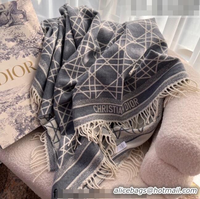 Famous Brand Dior Cannage Wool Blend Square Shawl Scarf 140cm D082201 Grey 2023