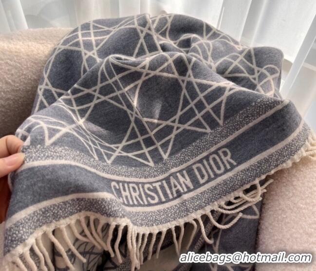 Famous Brand Dior Cannage Wool Blend Square Shawl Scarf 140cm D082201 Grey 2023