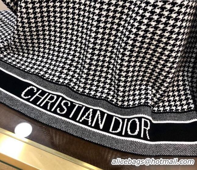 Super Quality Dior Houdtooth Wool and Cashmere Cape D082202 Black/White 2023