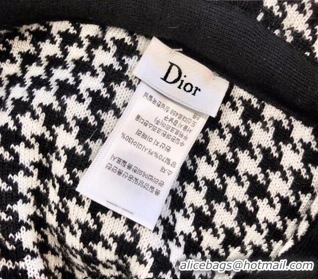 Super Quality Dior Houdtooth Wool and Cashmere Cape D082202 Black/White 2023