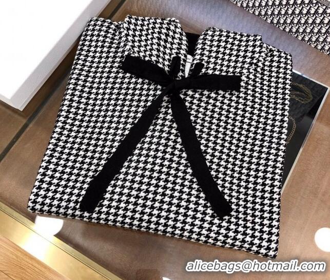 Super Quality Dior Houdtooth Wool and Cashmere Cape D082202 Black/White 2023