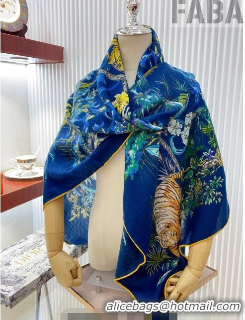 Inexpensive Dior Cashmere and Silk Shawl Scarf 140cm D08231 Blue 2023