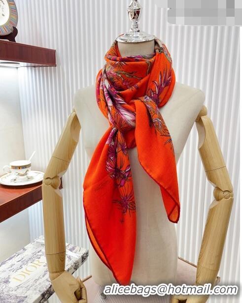 Best Quality Dior Cashmere and Silk Shawl Scarf 140cm D08231 Orange 2023