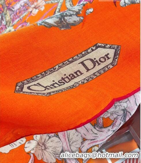 Best Quality Dior Cashmere and Silk Shawl Scarf 140cm D08231 Orange 2023