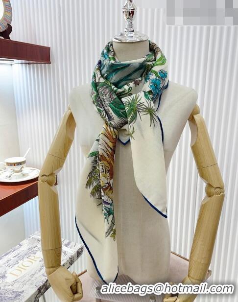 Well Crafted Dior Cashmere and Silk Shawl Scarf 140cm D08231 White 2023