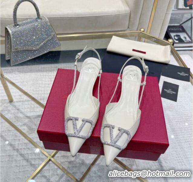 Low Price Valentino VLogo Slingback Pumps 4cm in Calfskin with Crystals 0821077